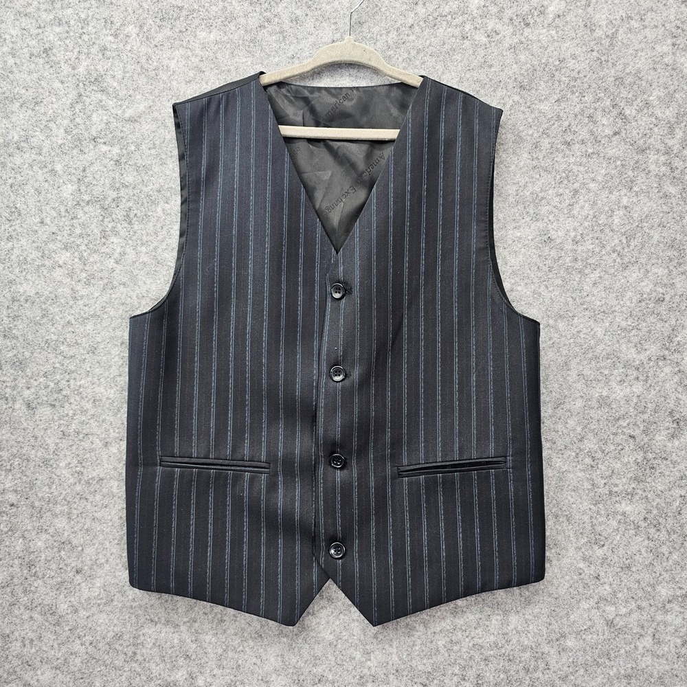 Pinstripe Suit Vest Boys 10‎ 12 Black Waistcoat Formal Preppy AMERICAN EXCHANGE